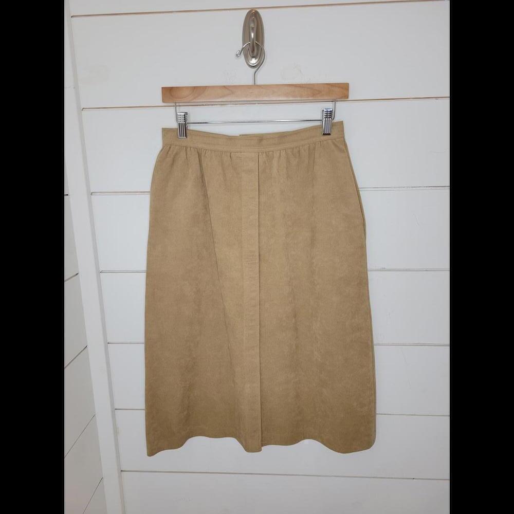 Vintage 70s  28" tan Ultrasuede midi skirt